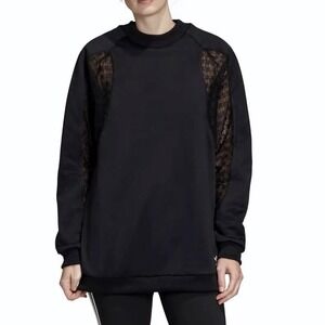 Adidas Lace Paneled Pullover Sweatshirt Women's Sz XL - Black Streetwear Cozy‎